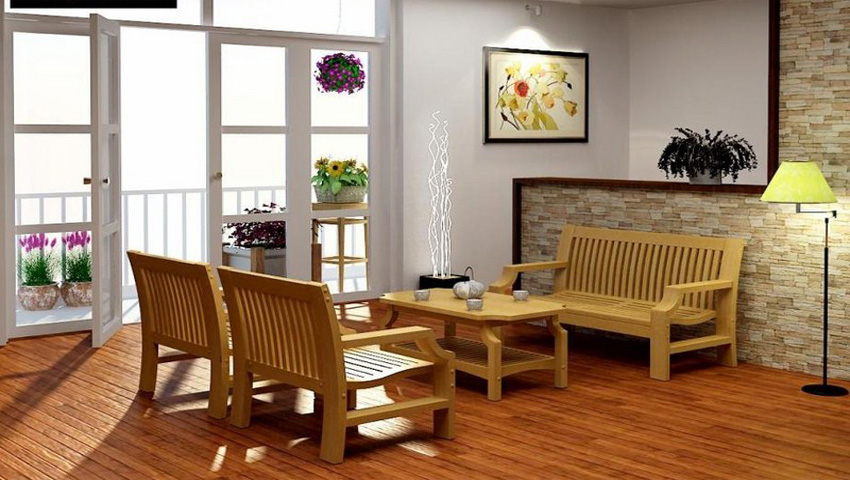 Mẫu nội thất phòng khách bằng gỗ 2